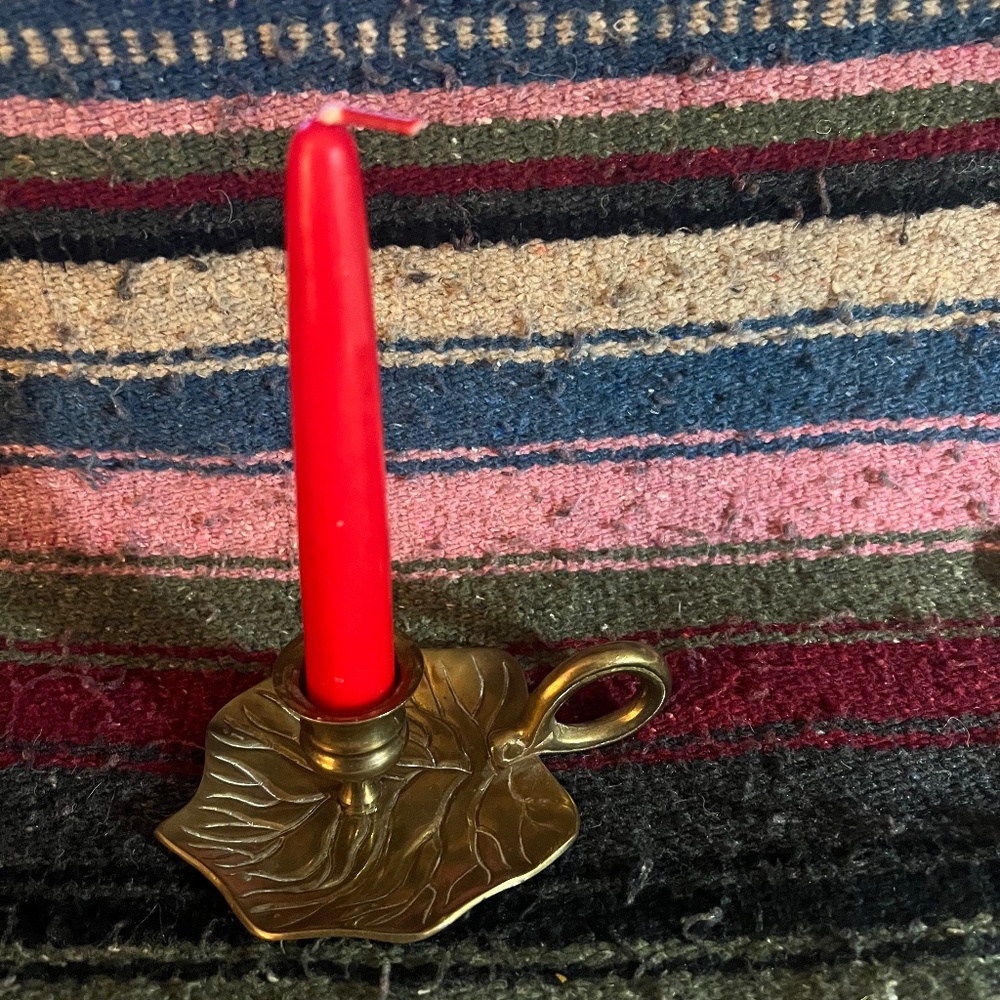 Small, Vintage, Brass Leaf Candle Holder